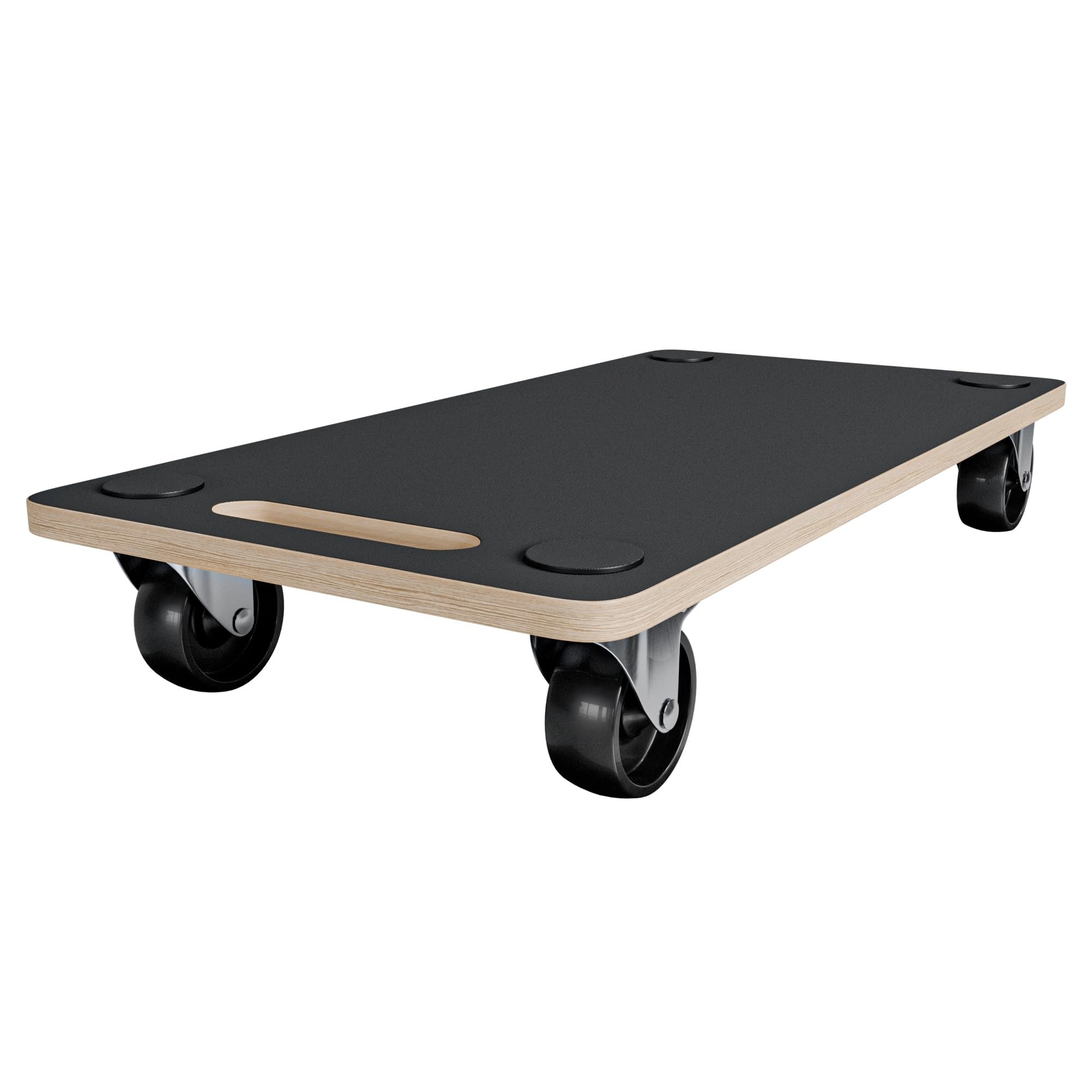 Amig - Plateforme de Charge avec Roues - Support Roulant Rond - 4 Tapis antidérapants - 30 cm - Charge Max.: 100 kg - 4 Roues: 2 avec Frein - Contreplaqué - Certifié FSC - Noir