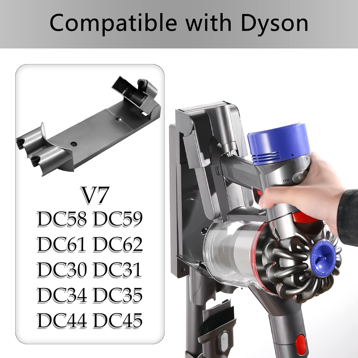 Station d'Accueil Dyson V7/V8 – Support Mural de Montage pour Aspirateur Sans Fil, Chargeur Pratique - 4