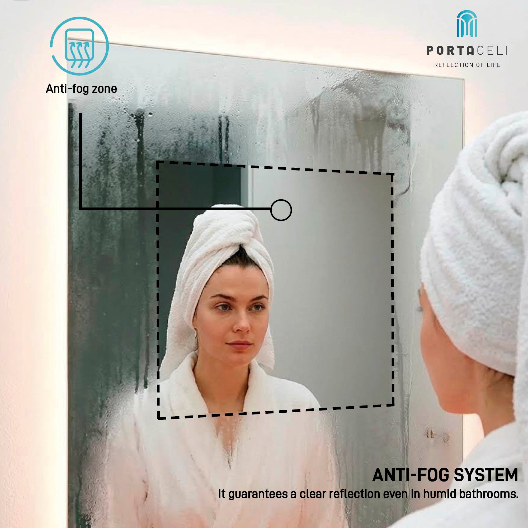 Specchio da Bagno Calma Connect 120x80, APP, Antivapore e Bluetooth - 6