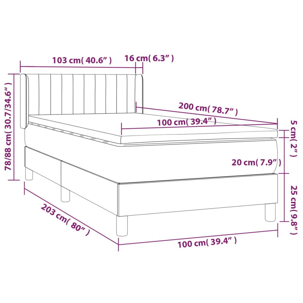 Sommier à lattes de lit avec matelas Bleu foncé 100x200 cm — COMFORTXL - 7