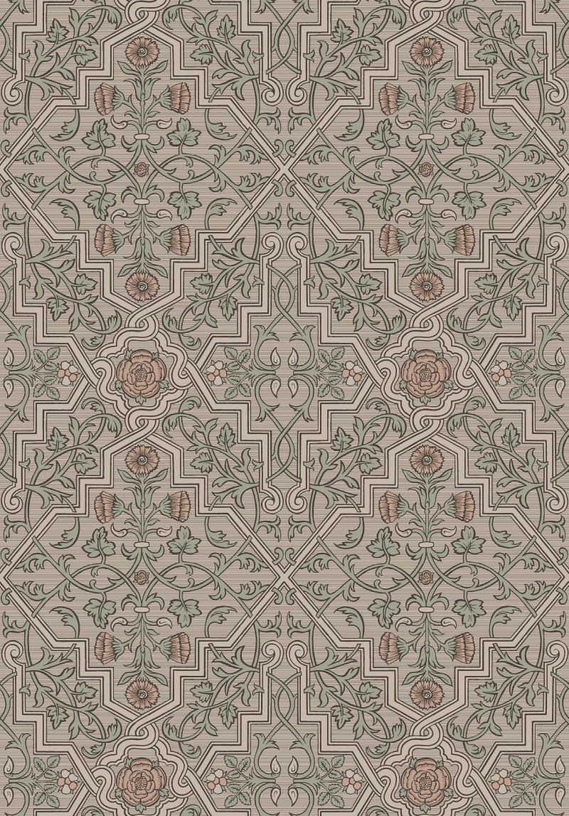 Papel pintado flores vintage marrón - 53 cm x 10.05 m - borastapeter