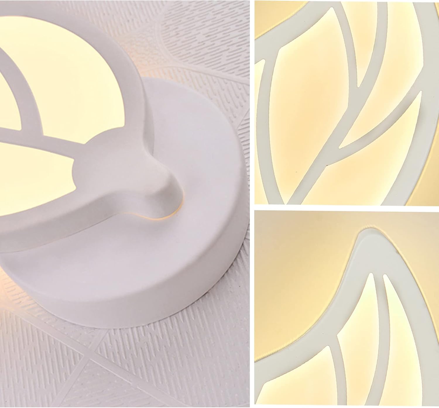 （Lumière chaude）Applique Murale LED 10W, Applique Murale Acrylique, Lampe Murale Interieur Blanche Forme de Feuille, Applique Murale Enfant, Applique - 3