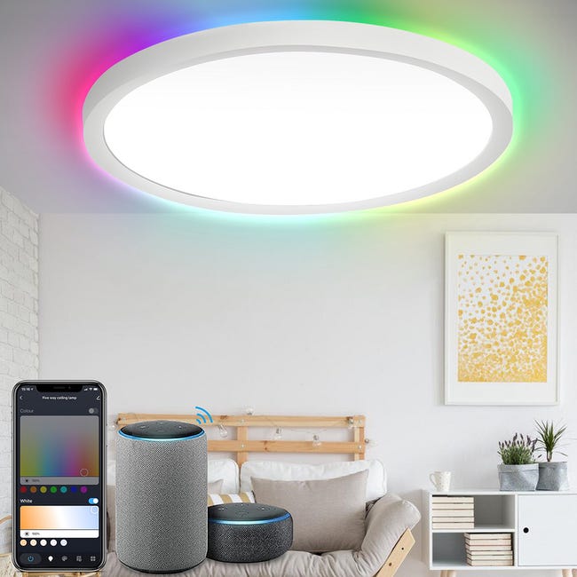 GOECO 80W Plafonnier LED Dimmable Avec Télécommande Luminaire