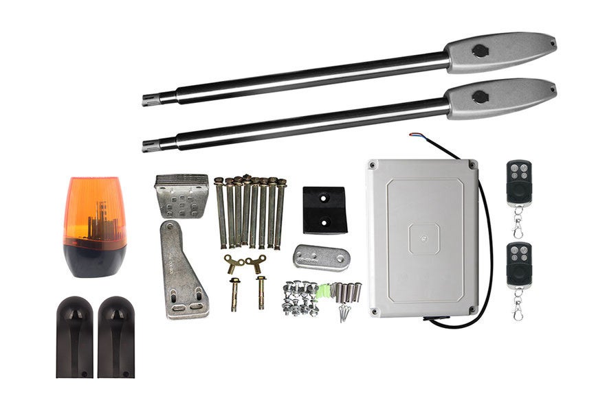 VOGEL Cancello a battente motorizzato in alluminio, semi traforato 300 x 180 cm + kit Motorisation B250, grigio - 4