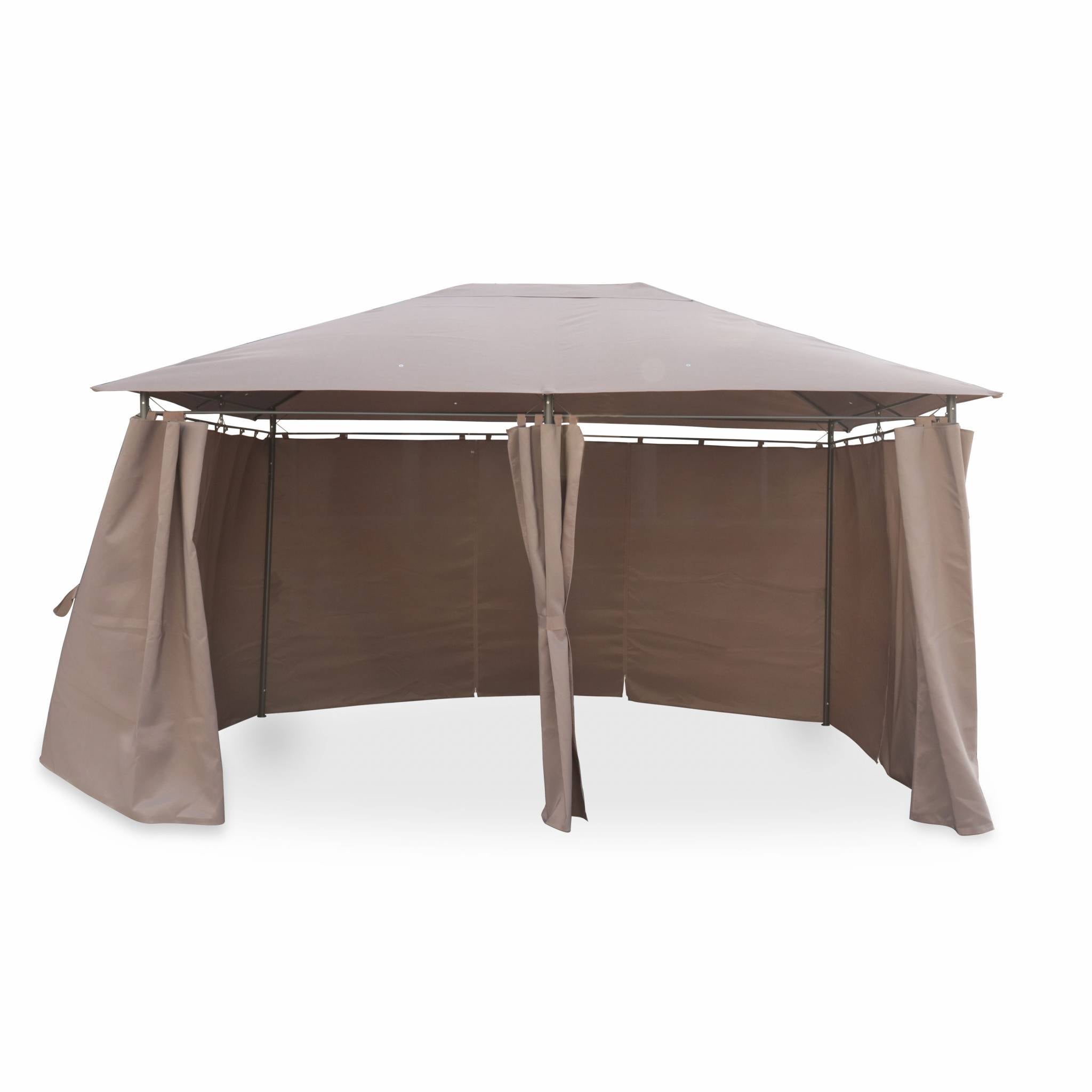 Tonnelle 3x4 m - Divio - Toile taupe - Pergola avec rideaux. tente de jardin. barnum. chapiteau. réception - 2