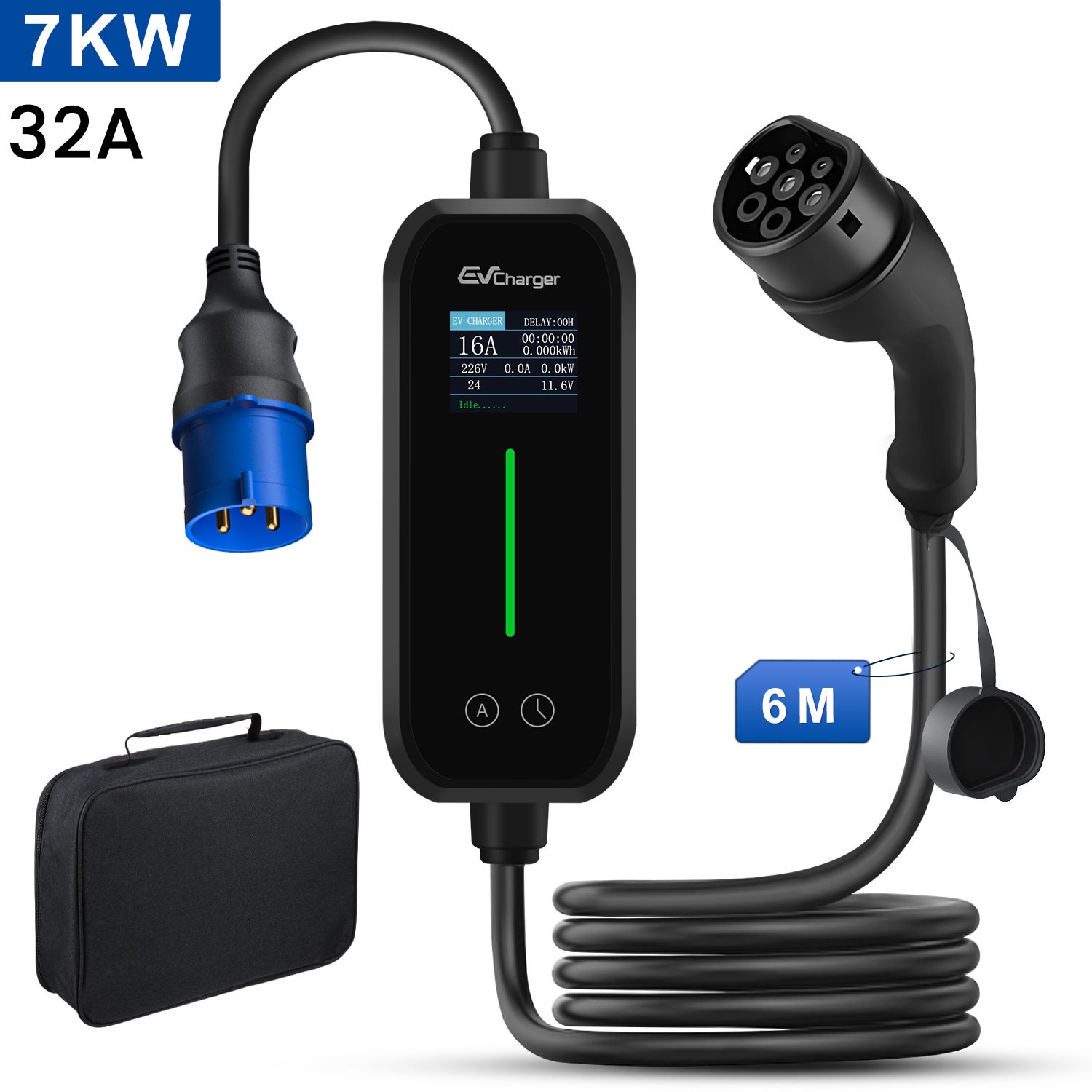 Awesafe Cavo di ricarica di tipo 2 per auto elettriche EV, 22 kW, 32 A, 5