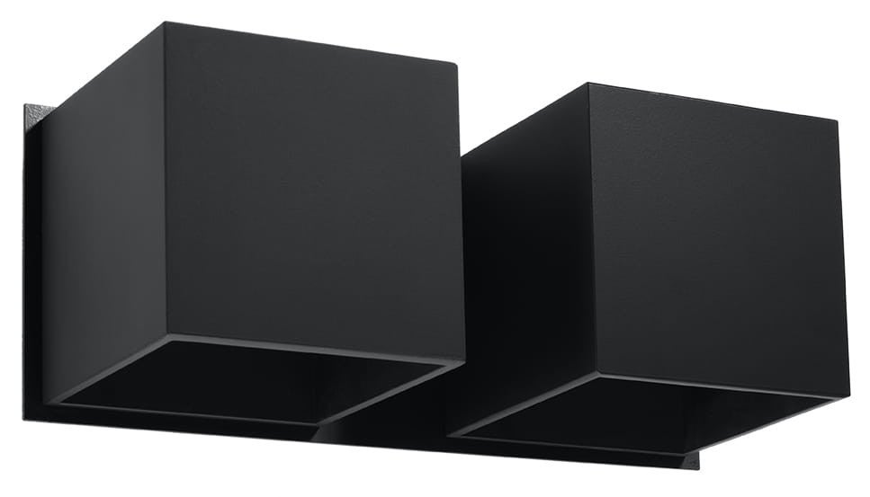 Kinkiet ścienny Quad czarny 2xG9x40W wym: 12 x 26 x 26 cm aluminium IP20 Sollux Lighting
