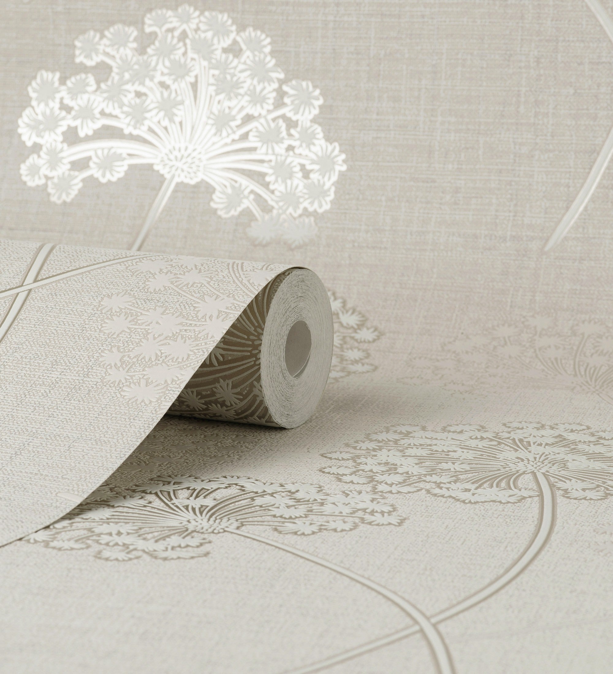 Papel pintado vinílico de flores diente de león en relieve con estilo nórdico color beige - Liss Dandelion 682366 de GAULAN - Rollo de 10 m x 0,52 m - 3