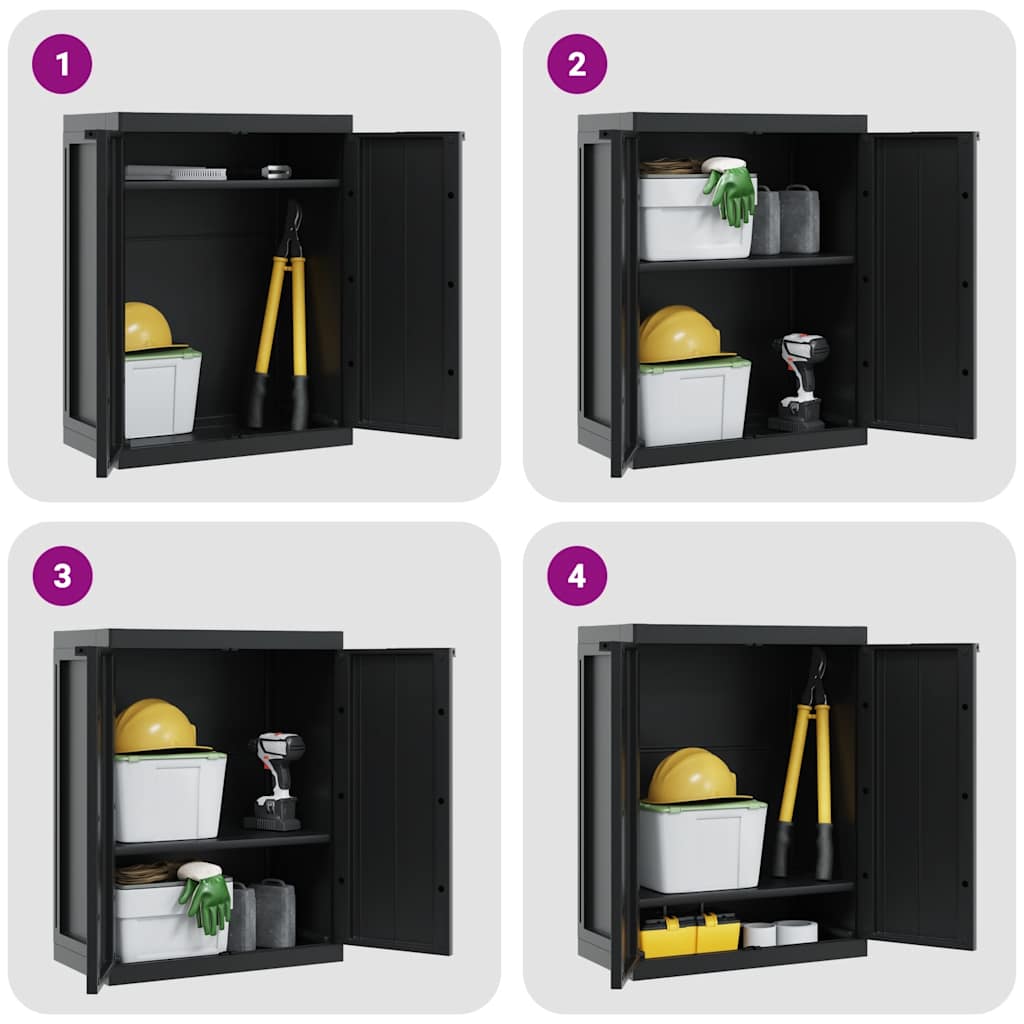 Armario de almacenaje exterior PP negro 65x37x85 cm vidaXL - 9