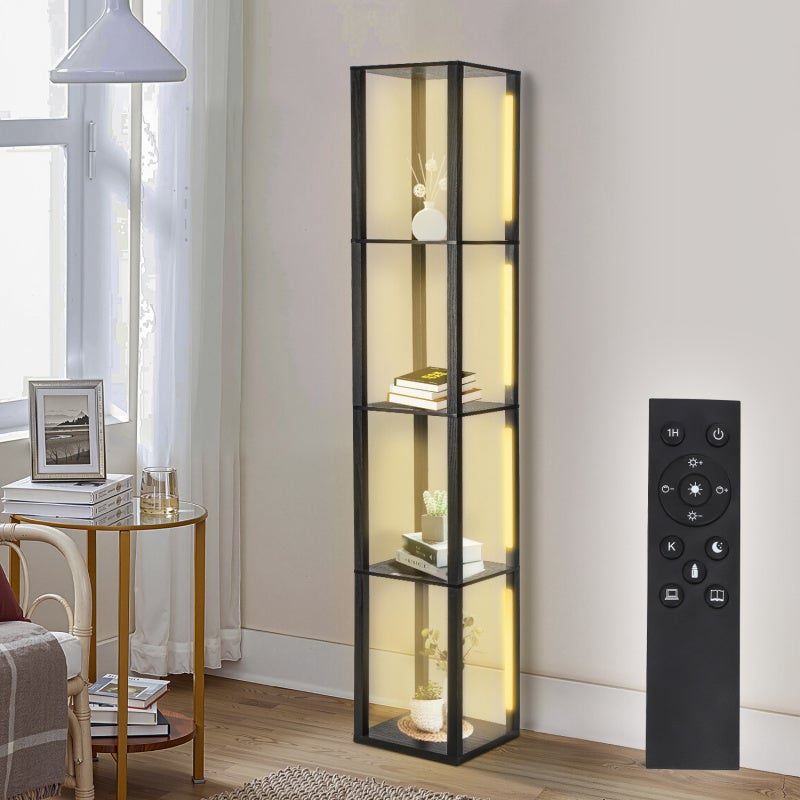 Kwadratowa lampa podłogowa z 4 półkami 220 V, lampa w stylu skandynawskim