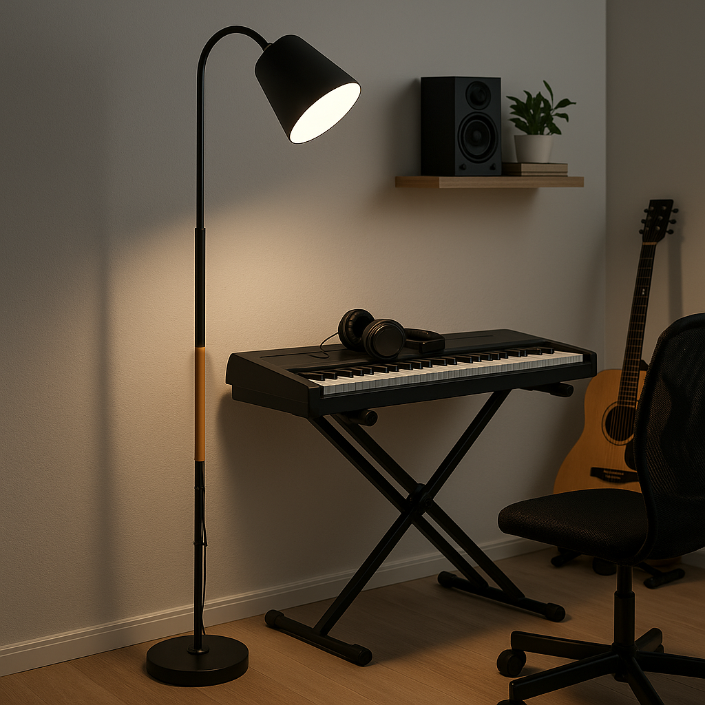 Lampa podłogowa stojąca E27 LED Koko 145cm IP20 czarna stal drewno MasterLED - 3