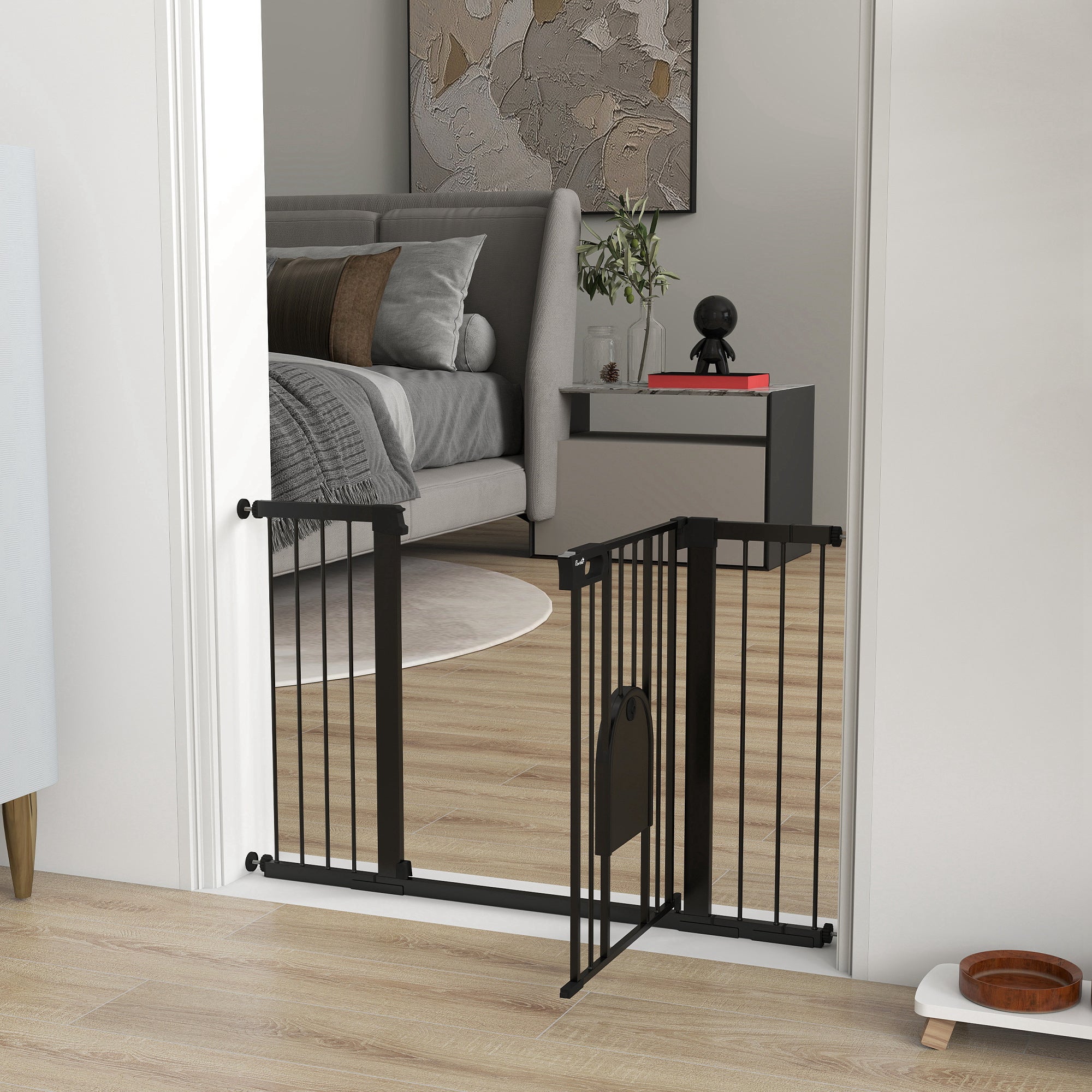 Barreira de Segurança PawHut Aço, ABS Preto 131x2x76 cm D06-110V02BK - 5