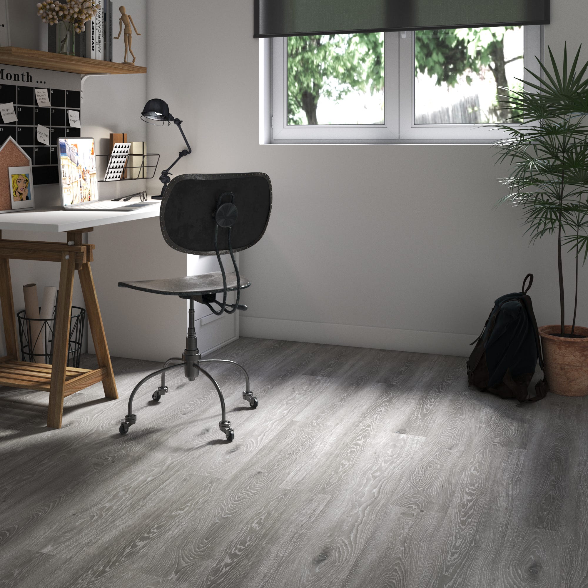 ARTENS - Échantillon de lame PVC - 28 x 15 cm - Sol PVC à clipser LEIRVIK - FORTE - Effet Bois - Gris - Epaisseur 4 mm - Classe 32 - 5