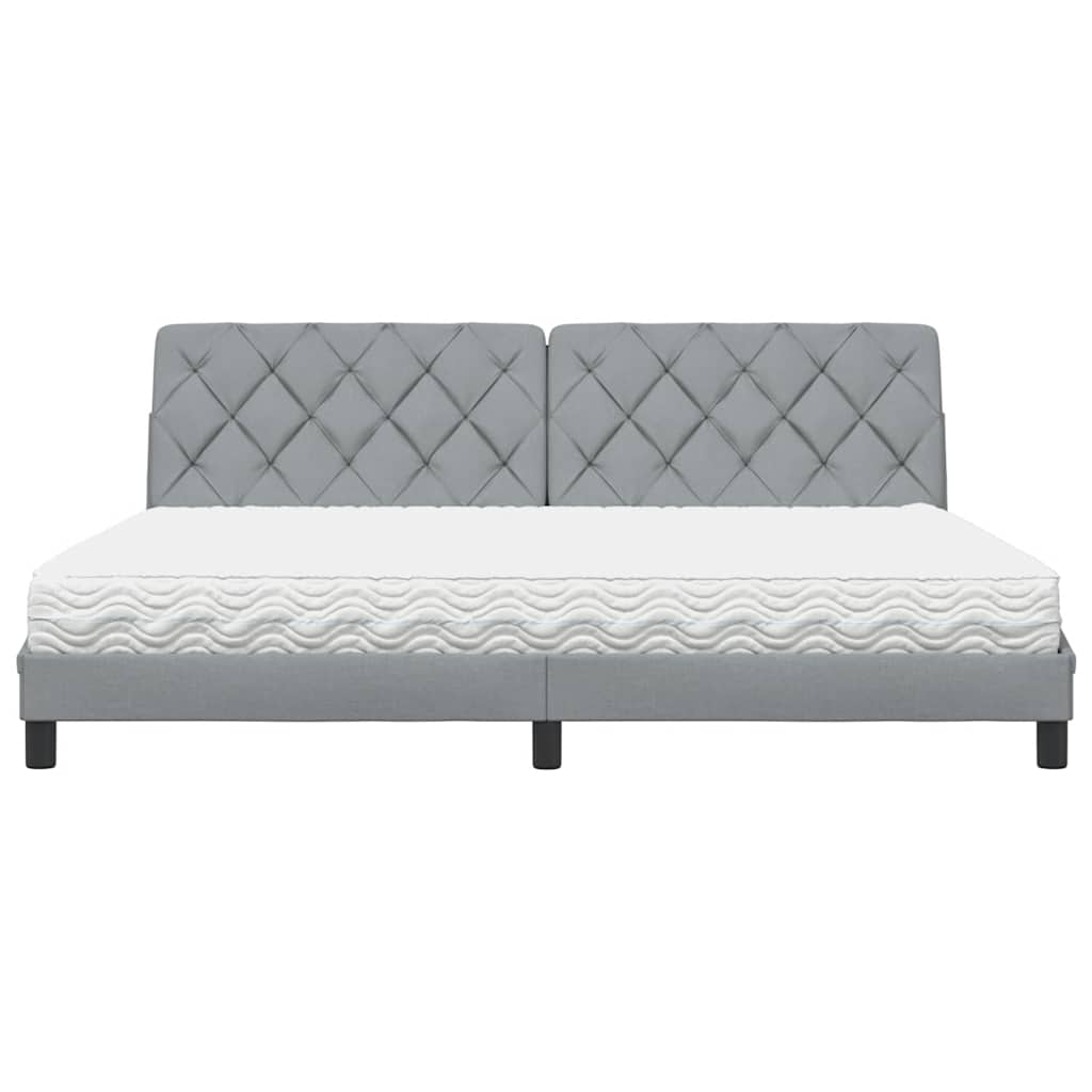 Lit avec matelas gris clair 200x200 cm tissu - 6