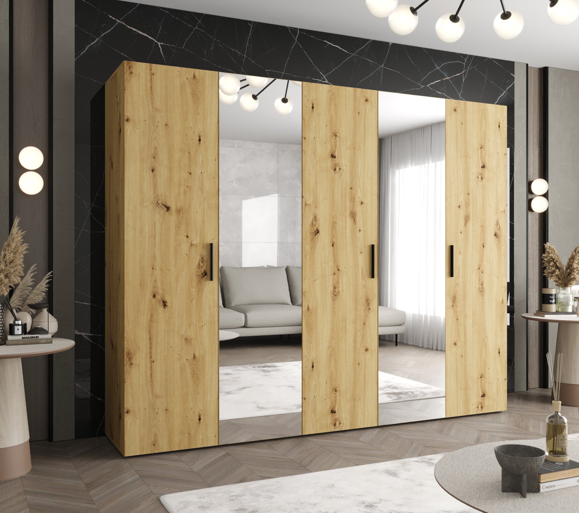Szafa uchylna otwierana Bari 2 250 x 52 x 202 cm artisan + u. czarny Abiks Meble - 2