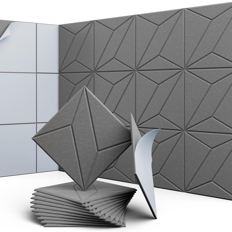 Zestaw samoprzylepnych paneli akustycznych wygłuszające wypełnienie poliestrowe panele ścienne dźwiękochłonne o wysokiej gęstości x x cm szare