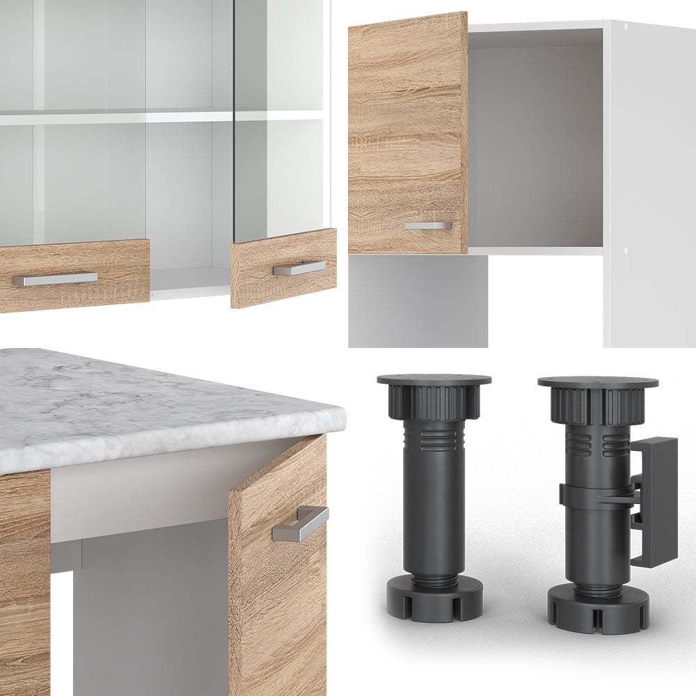 Vicco Cuisine en angle R-Line, Sonoma/Blanc, 247 x 237 cm, PT Chêne - 7