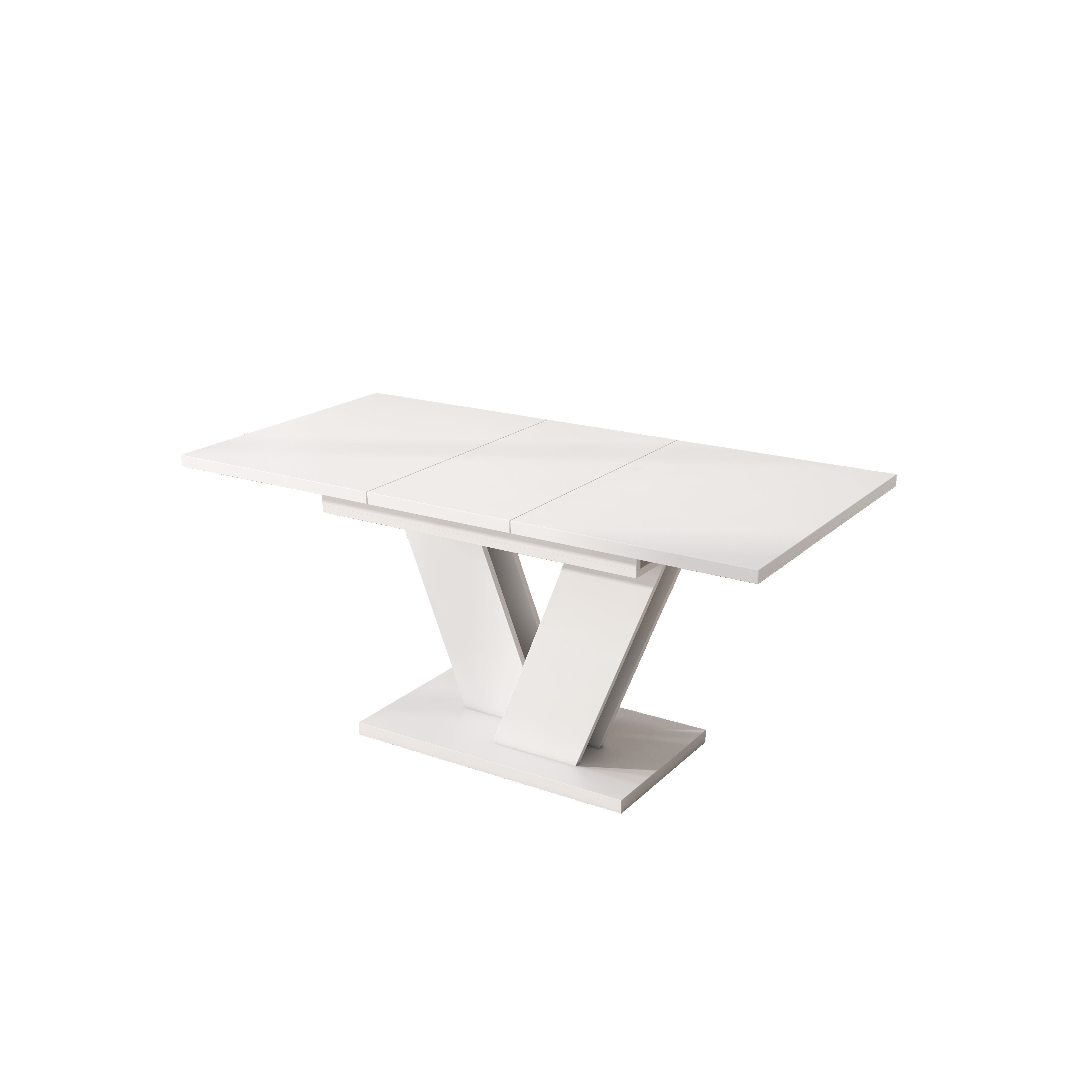 Table à manger extensible pour 4 à 6 couverts - 120/160 x 80 x 75.5 cm - MDF - Pièds en forme V - Blanc - 7