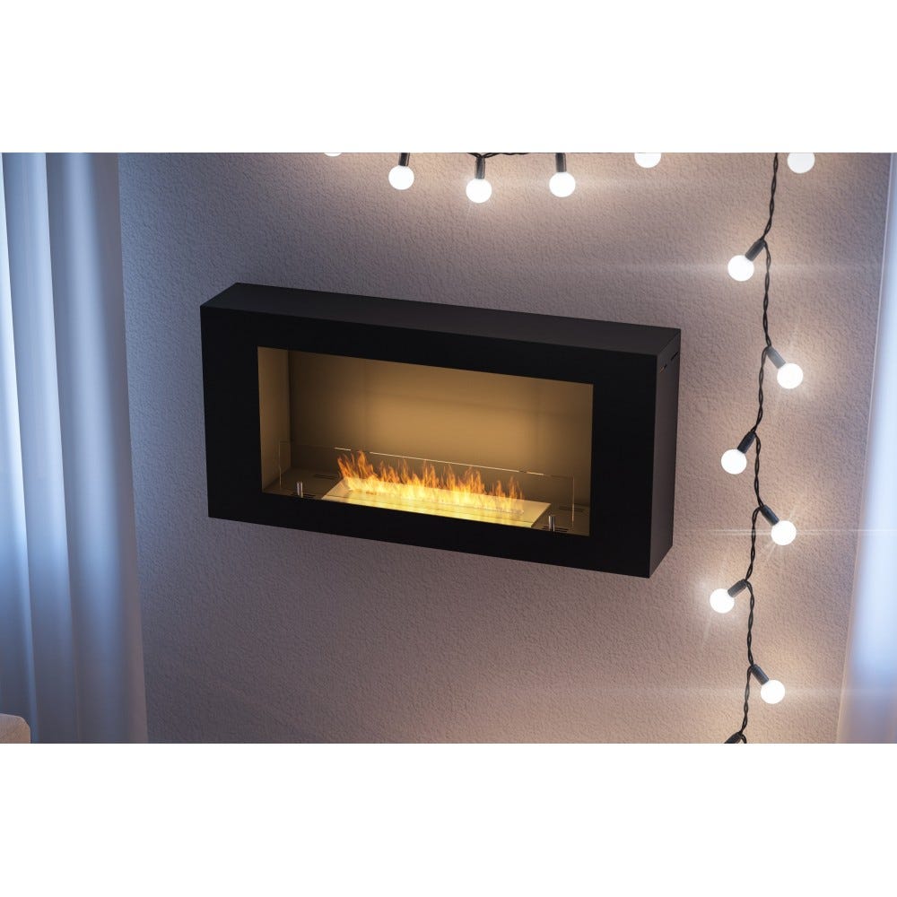 Chimenea de bioetanol de pared BlackBox 910 SimpleFire con cristal ...