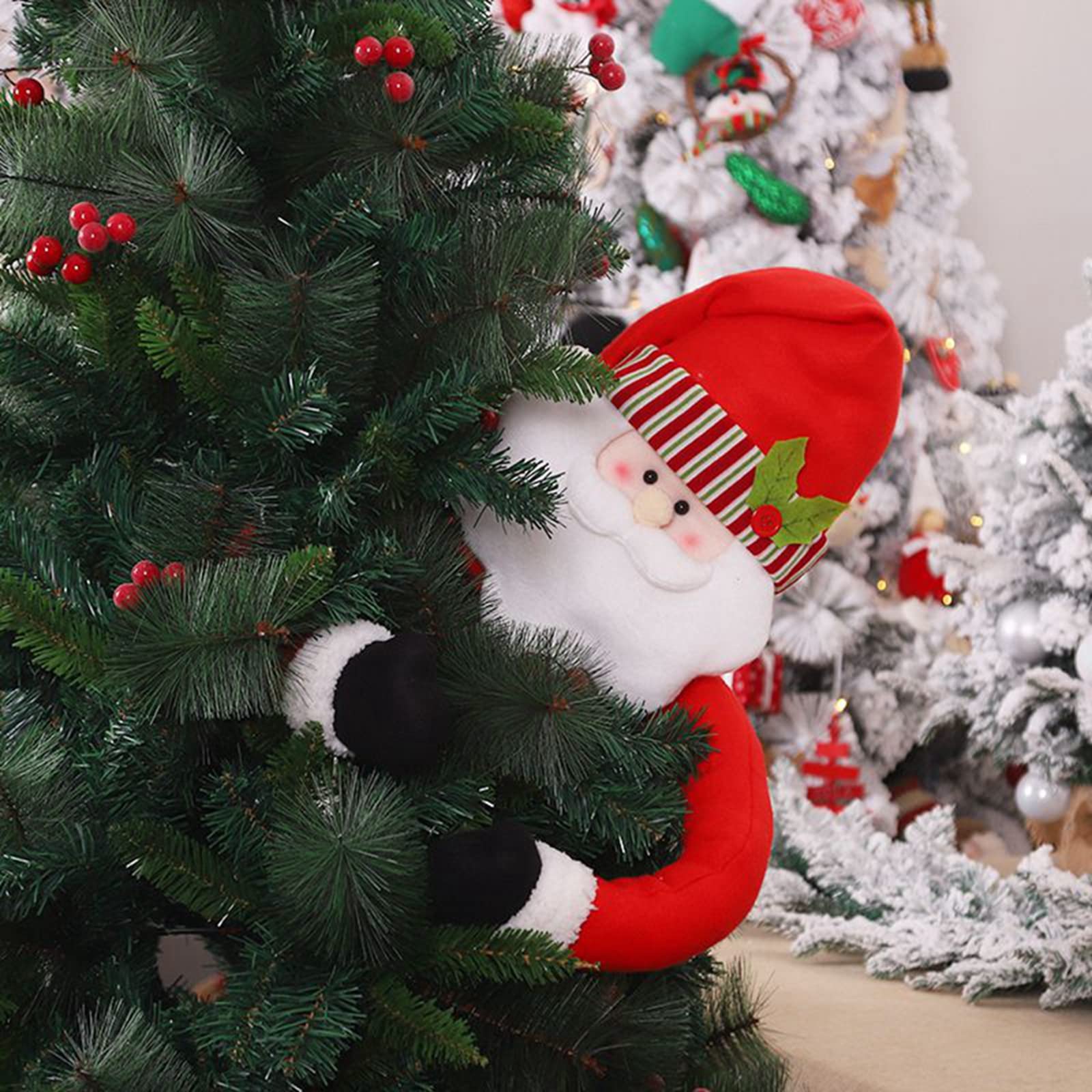 Lot de 2 décorations de sapin de Noël, décorations de Noël, bonhomme de neige Père Noël avec bras articulés, décorations de sapin de Noël - 4