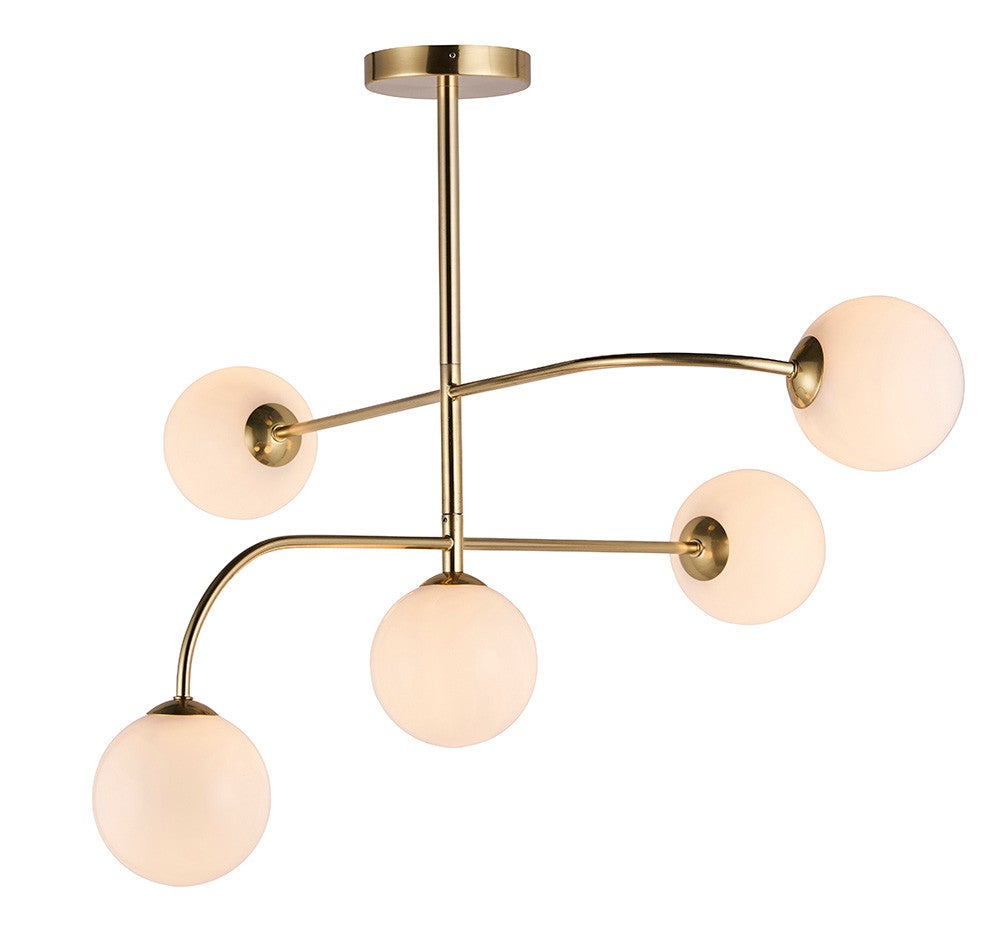 Lampa sufitowa zagięte rurki OTTO złota 5xG9x8W szkło wym:58,4x80x80cm IP20 Endon