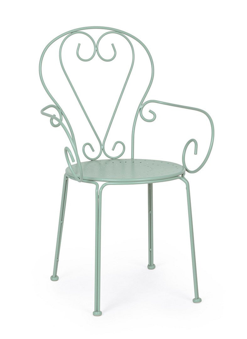 Zestaw 6 krzeseł ogrodowych ze stali lakierowanej elektroforetycznie, z podłokietnikami i matowym wykończeniem w kolorze jasnozielonym