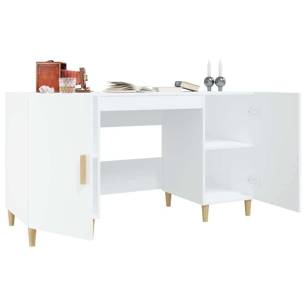 Bureau Blanc 140x50x75 cm Bois d'ingénierie - 4