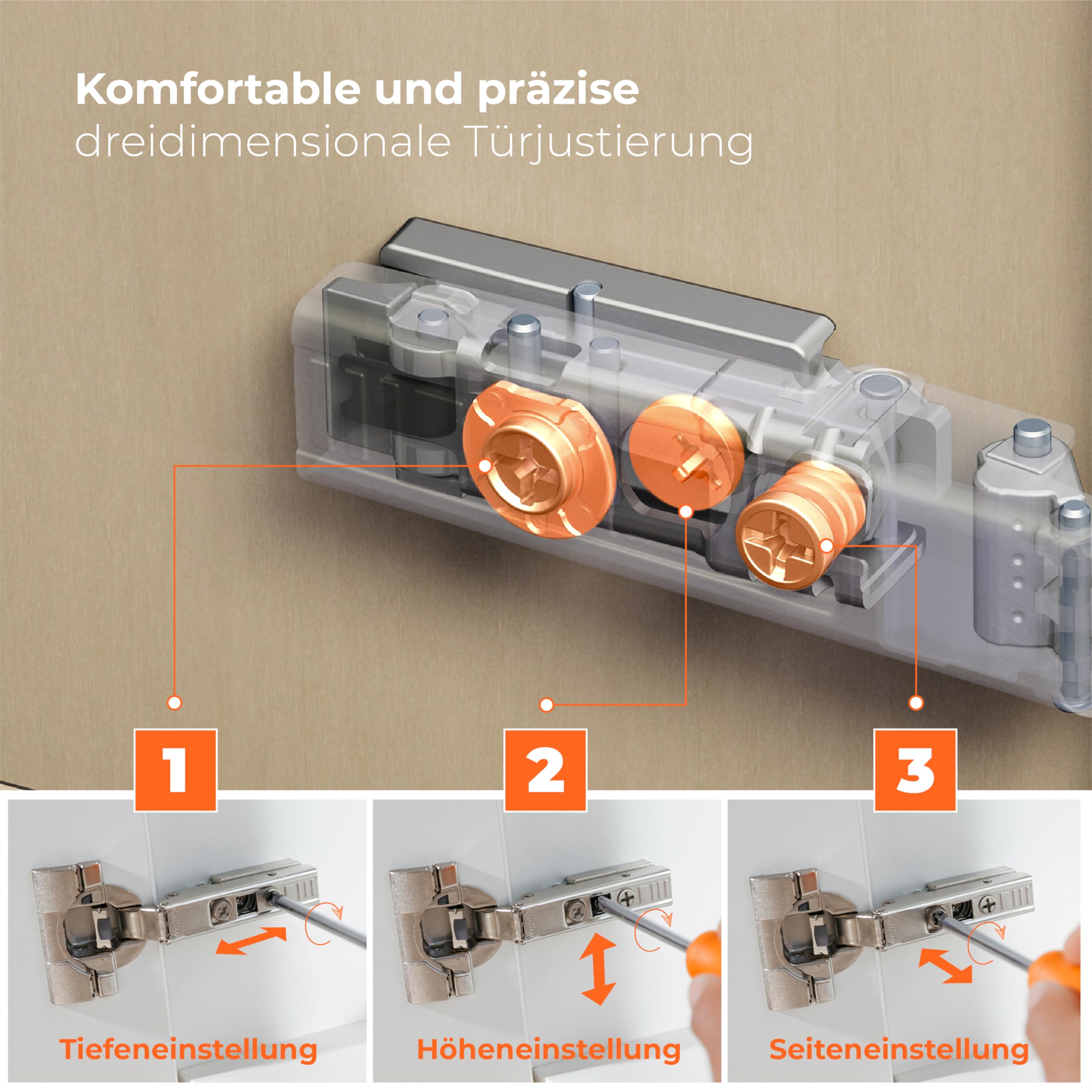BLUM CLIP TOP BLUMOTION - 2 cerniere per mobili a 110°, dritte con molla, viti, arresto angolare + clip blu, piastra di montaggio a croce eccentrica, - 8