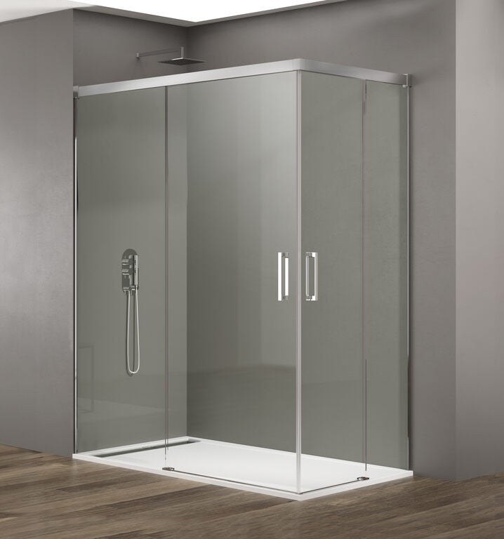 Paroi de douche angulaire avec ouverture au coin BASIC Transparent ...