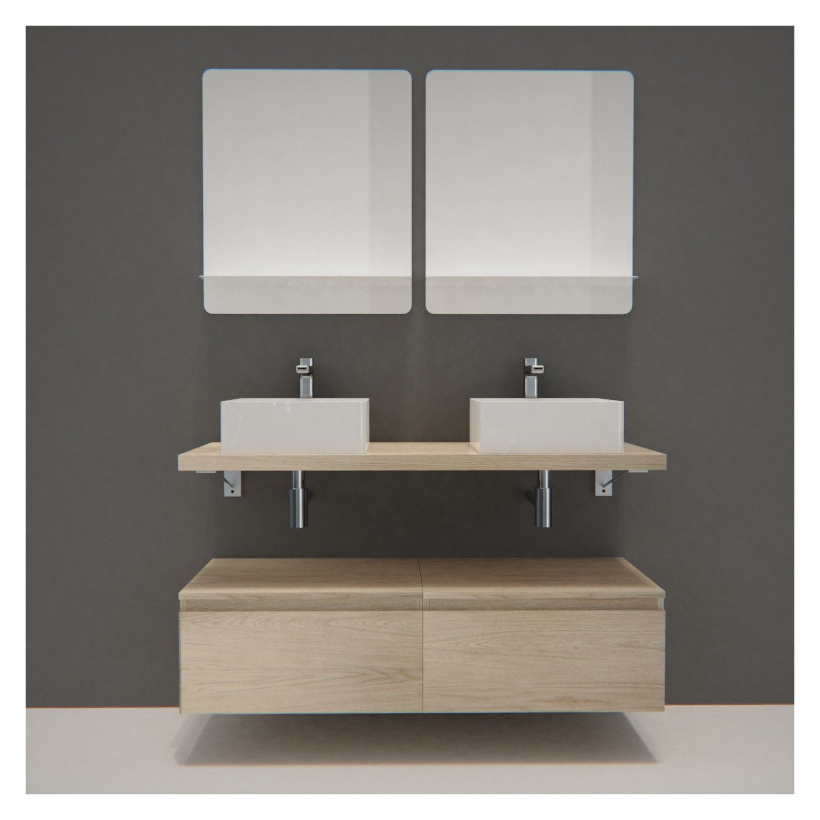 Mobile lavabo doppio + lavabo + specchio - 3