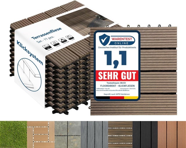 Dalles de Terrasse Lot de 11 pièces, Royal Marron foncé 30 x 30 cm - 1 m²