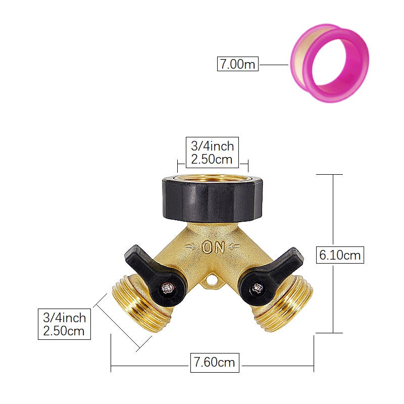 Robinet Double Machine a Laver 2-Voies Y-Distributeur 3/4 Pouces pour Connexion de 2 Appareils,Robinet Machine à Laver Double - 2