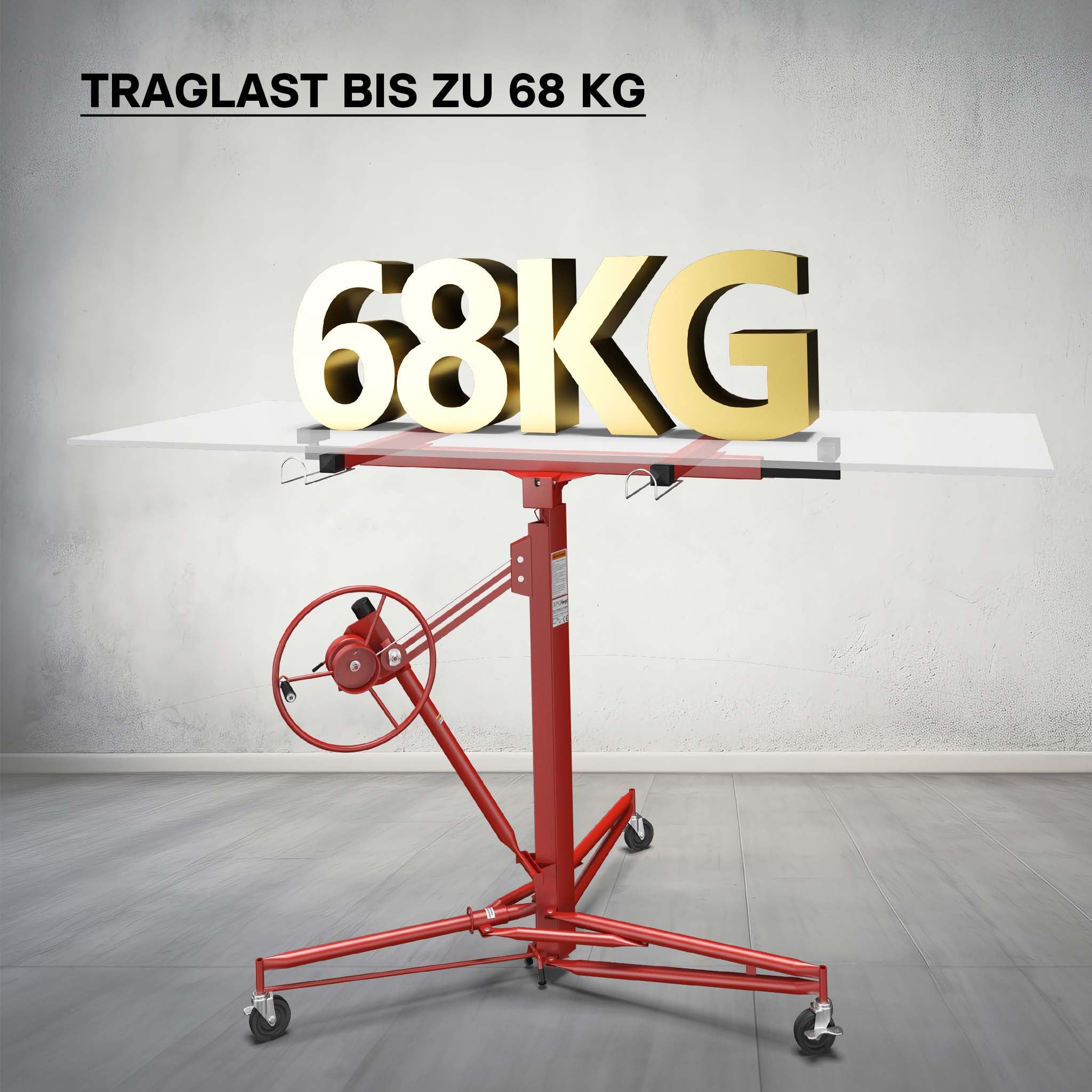KIT Lève-panneaux XXL Panneaux placoplâtre avec Extension rallonge 140 cm - Hauteur 140-350cm / Charge max 68 kg / Angle d'inclinaison 60°… Wiltec - 5