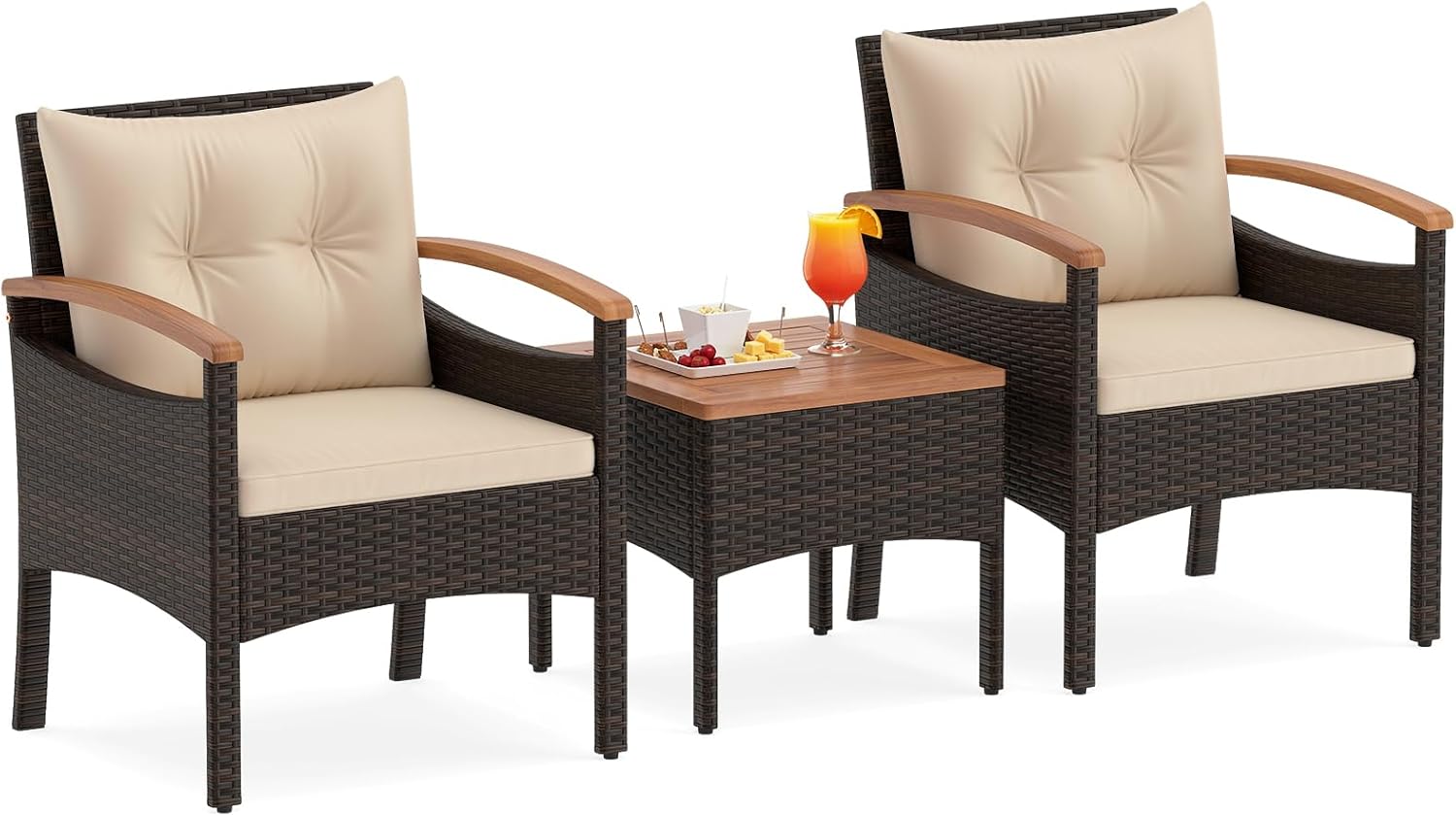 Juego De Mesa Y Sillas En Miniatura Para Casa De Muñecas – 3 Piezas De Madera, Escala 1:12, Muebles De Juguete Para Decoración De Interiores
