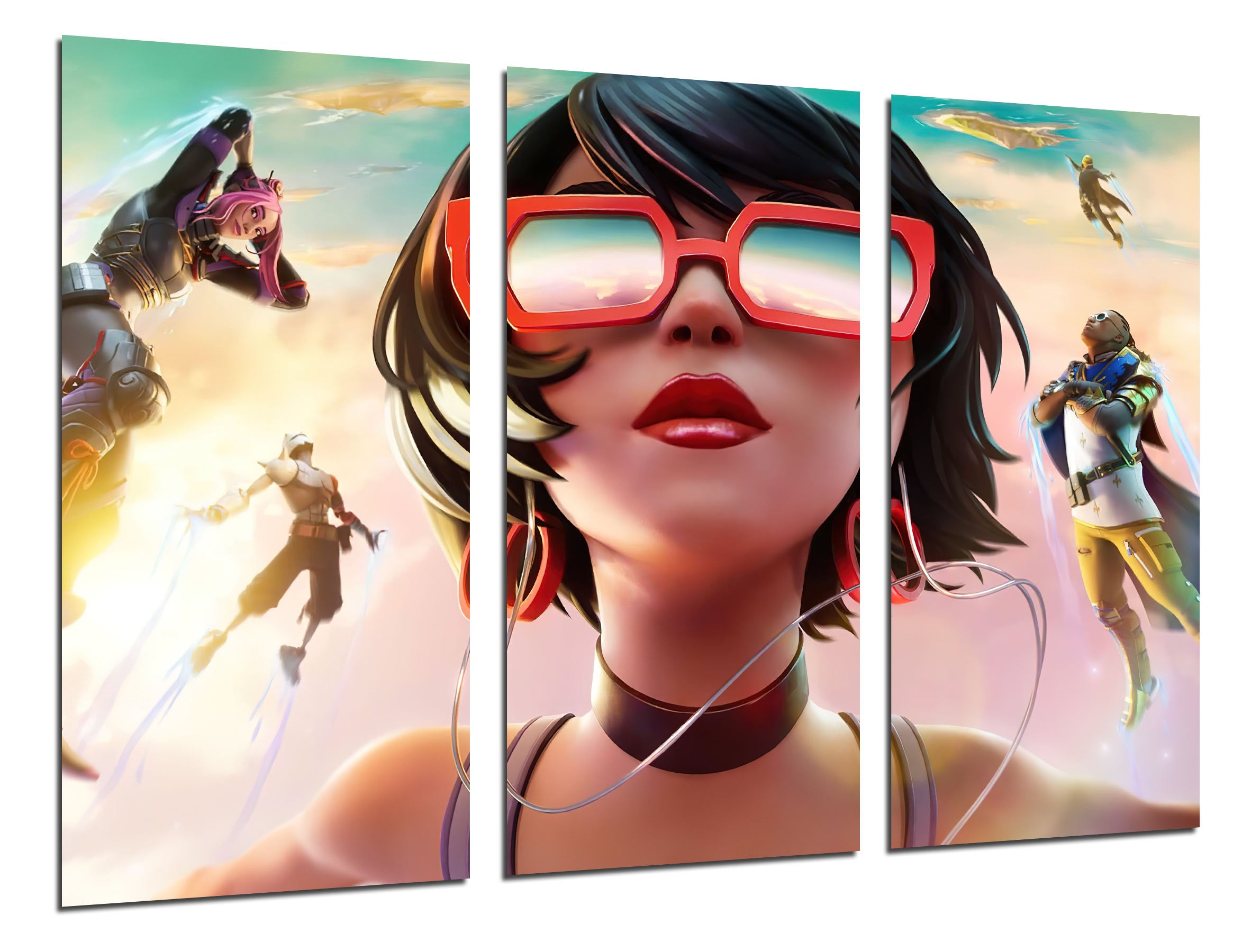 Set cuadros vídeo juego, fortnite, epic games, 2022, vibin, , impresión digital sobre madera