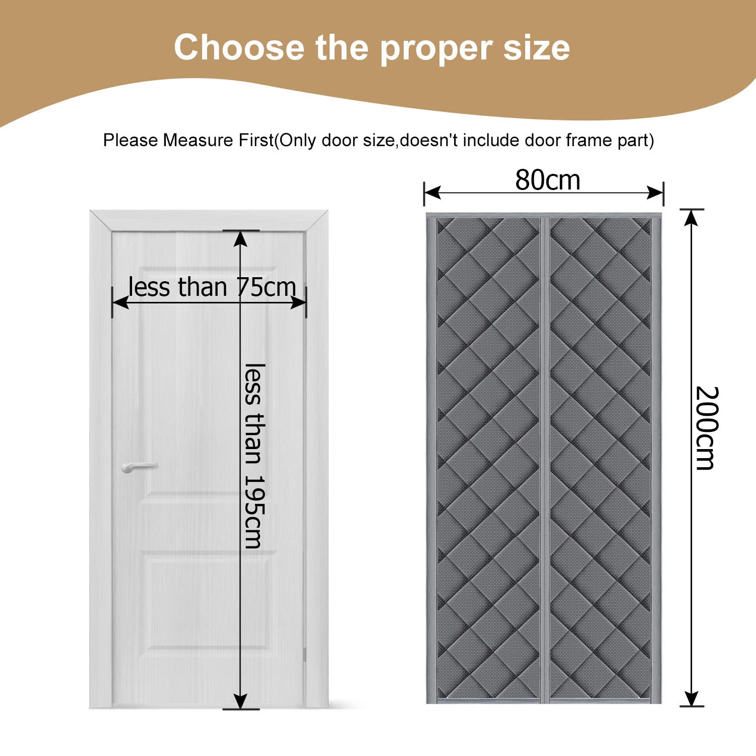 Rideau de porte magnétique isolant, rideau de porte épais en tissu Oxford isolant thermique, adapté aux portes d'entrée/de grenier en hiver - 9
