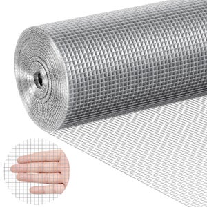 VEVOR Grillage métallique soudé 1220mm x 15,24m rouleau treillis métallique galvanisé à chaud maillage 6,35 x 6,35 mm clôture en fil poule calibre 23