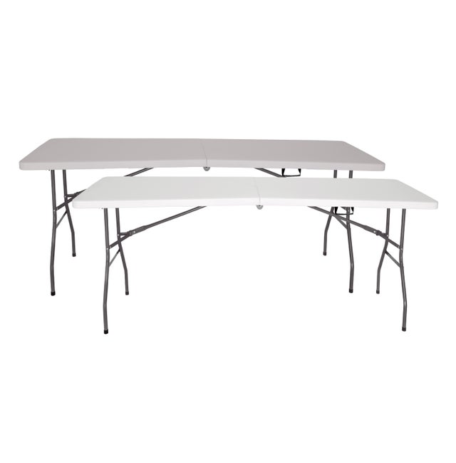 Pack 2 Mesas Plegables Solid 180x70x74cm. Uso Público. Portátil Resina HDPE 3,5cm. 6/8 Adultos. Jardín Catering Picnic Camping. The Homeweeks