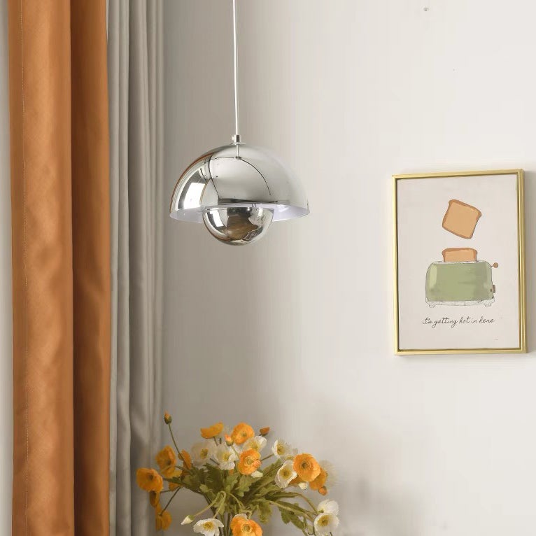 Lustre, Suspension Moderne, Plafonnier Suspendu avec Ampoule, Lampe Suspendue en Métal, Lumière Chaude, 23cm (Chrome) - 2