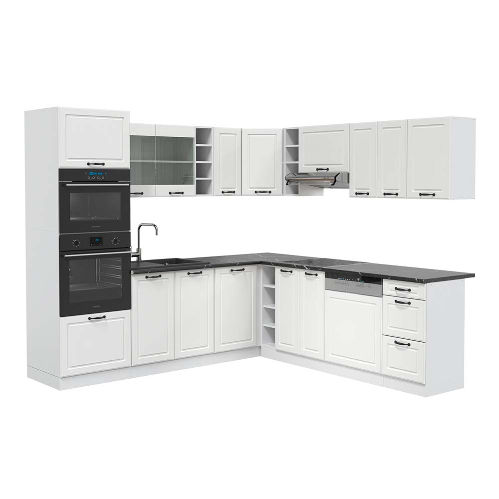 VICCO Cuisine En Angle R-line, Anthracite Maison De Campagne/blanc