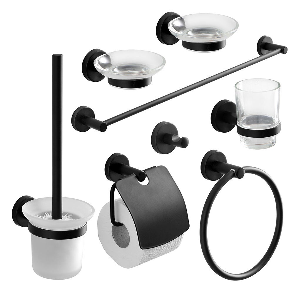 Juego completo de accesorios de baño acabado negro mate | necessary