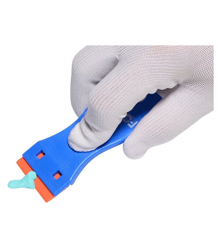 Grattoir en plastique anti-rayures, 2 grattoirs bleus + 100 lames, jeu de grattoirs dissolvant de colle - 5
