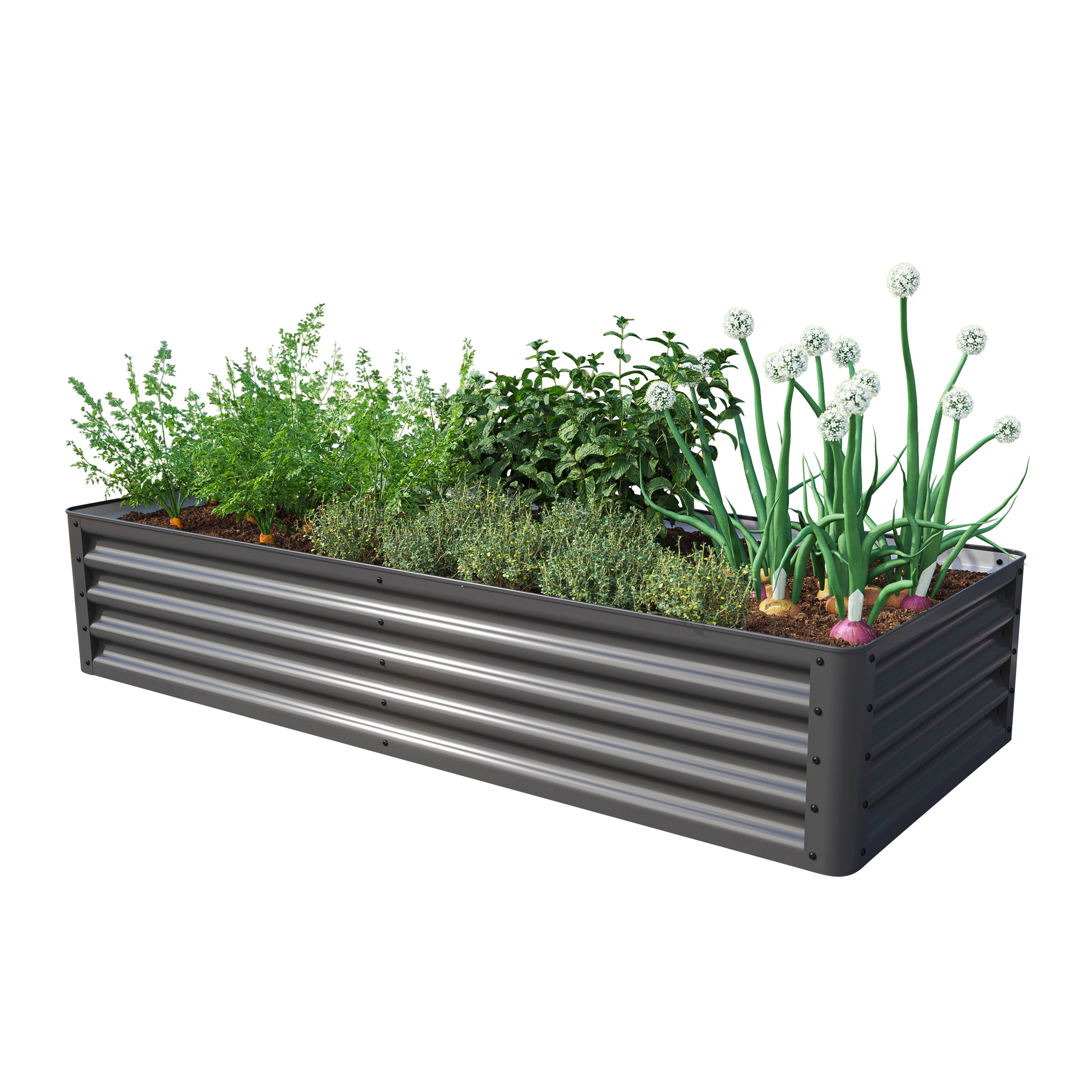 180 x 75 x 35 cm Grzadka podwyzszona, stal, antracyt