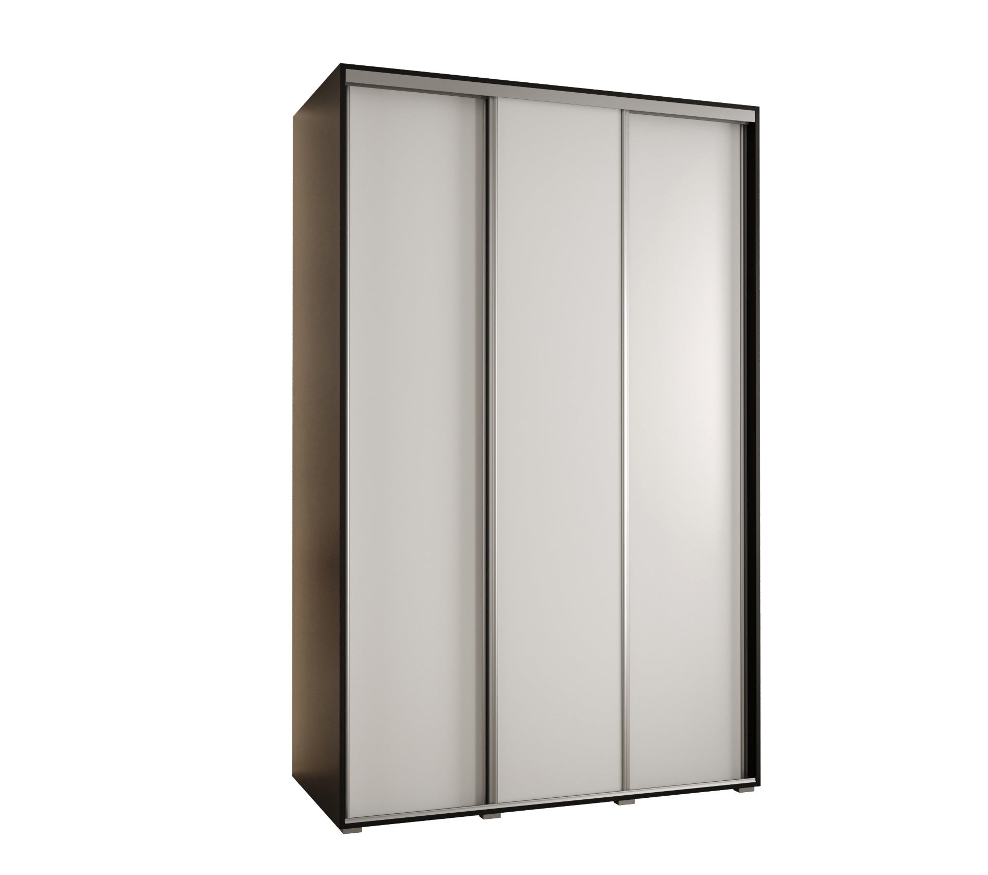Szafa przesuwna wysoka Davos 1 150 x 60 x 235,2 cm czarny + biały + u. srebrny - Abiks Meble