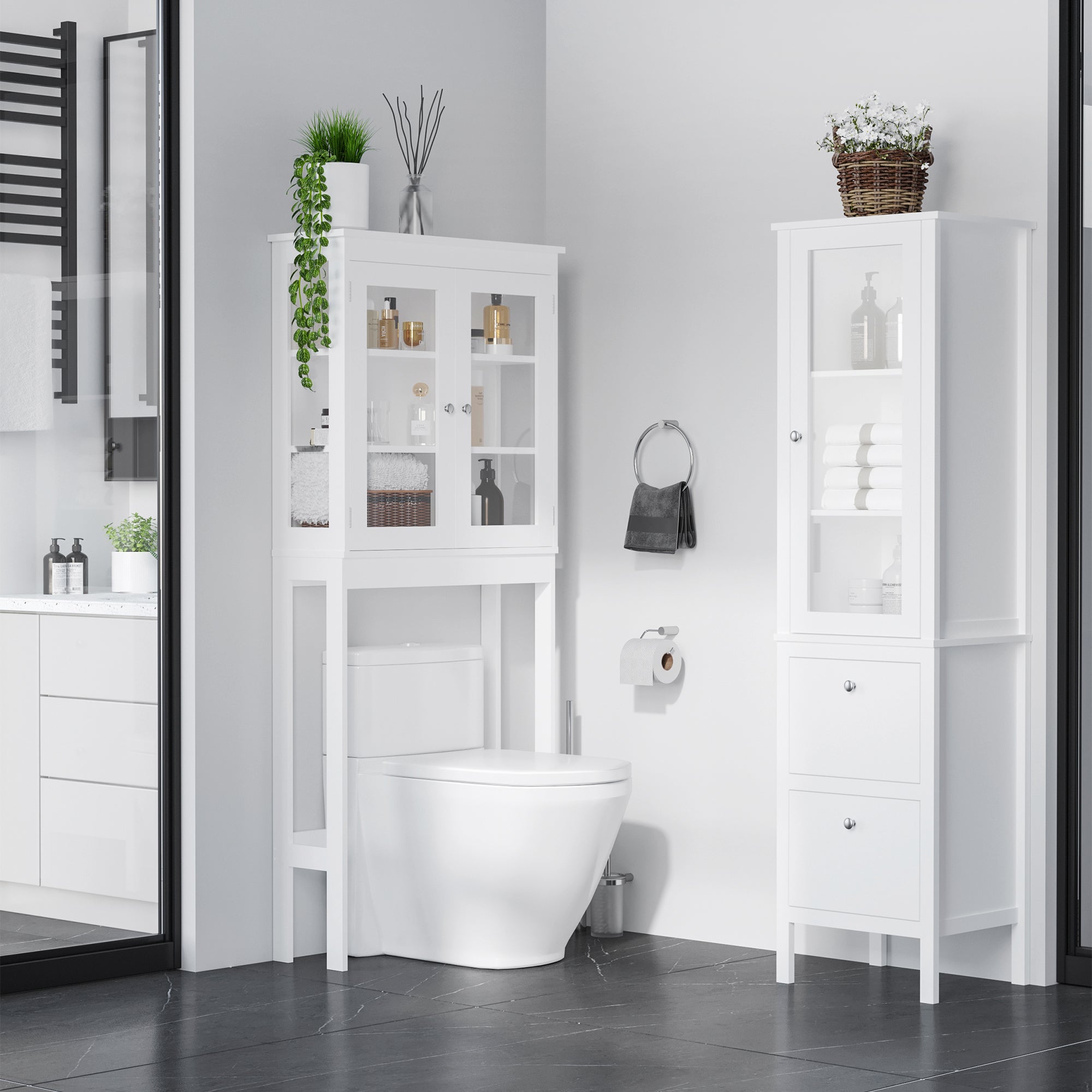 Armario Alto de Baño KLEANKIN MDF Blanco 43x35x160 cm - 2