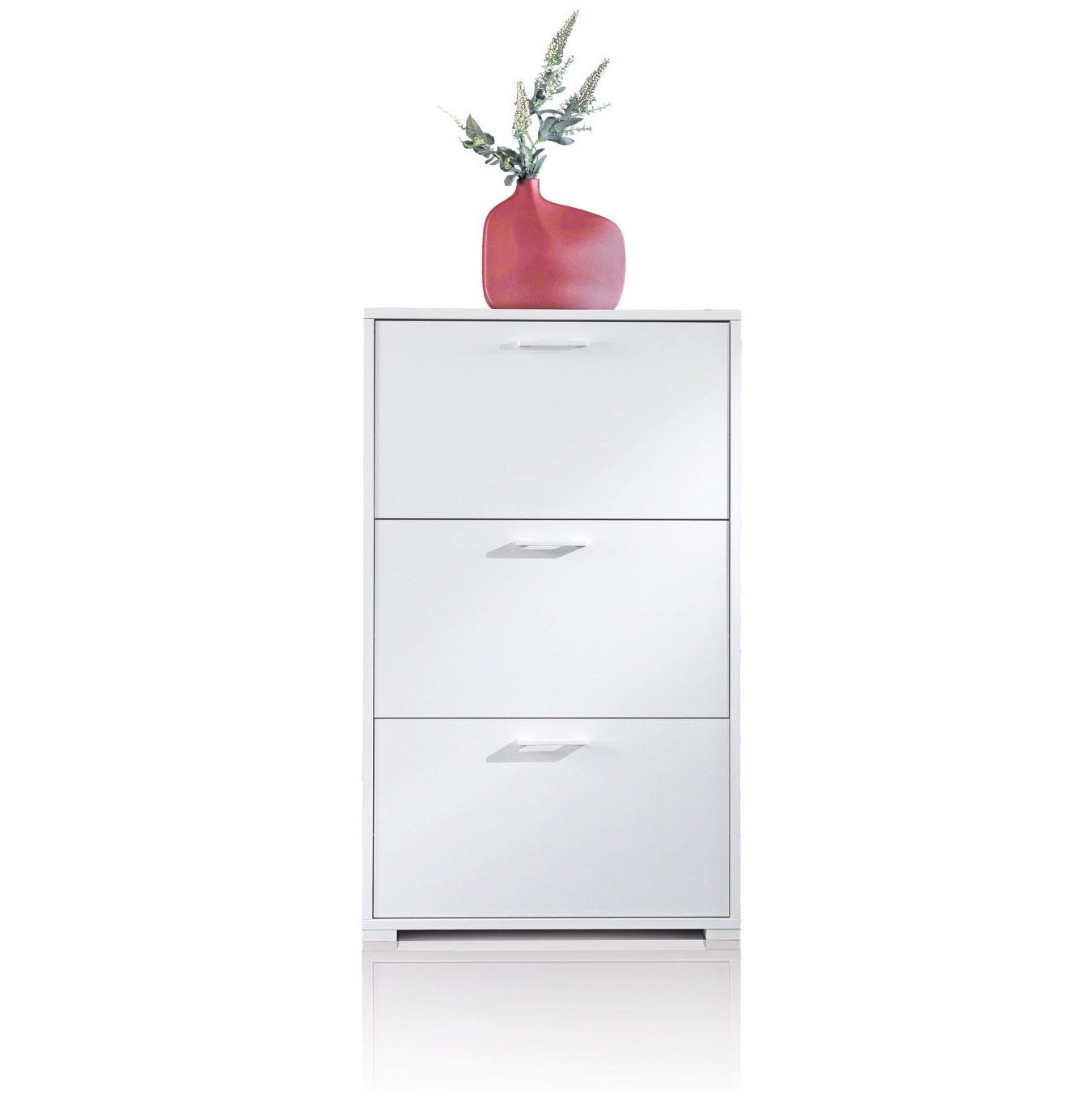 Meuble à chaussures pour Entrée en bois Blanc Classique 18 paires maximum - 3