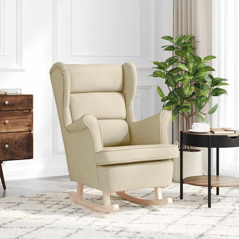 Fotel bujany, kremowy, 74x90x102 cm, tapicerowany tkaniną vidaXL