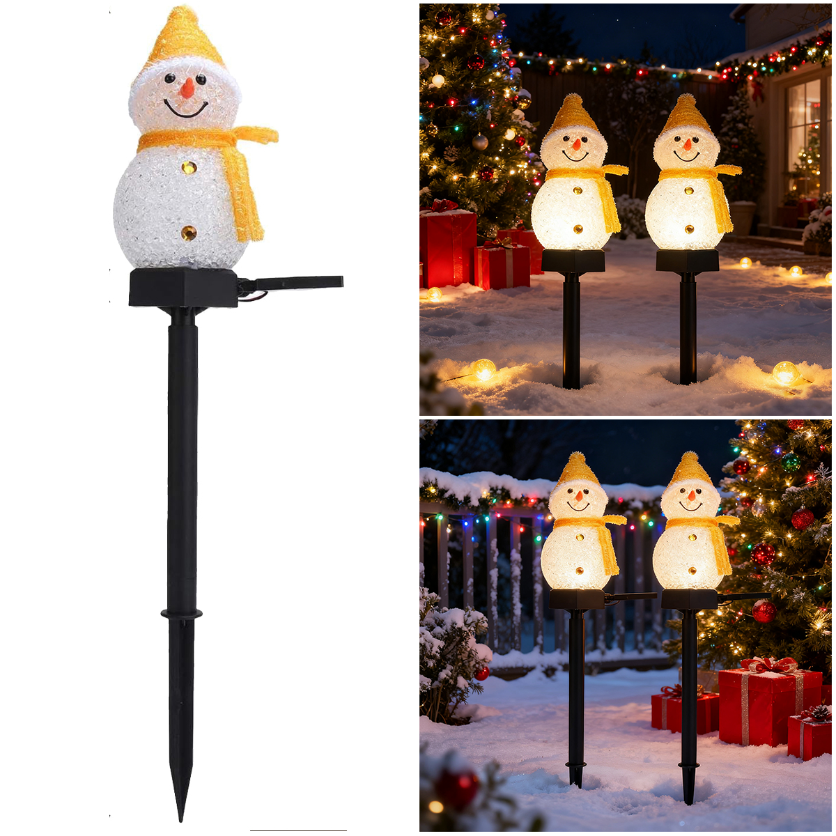 Świąteczna lampa solarna w kształcie bałwana, wodoszczelna solarna lampa ogrodowa, zewnętrzna świąteczna lampa ścieżkowa, dekoracje świąteczne