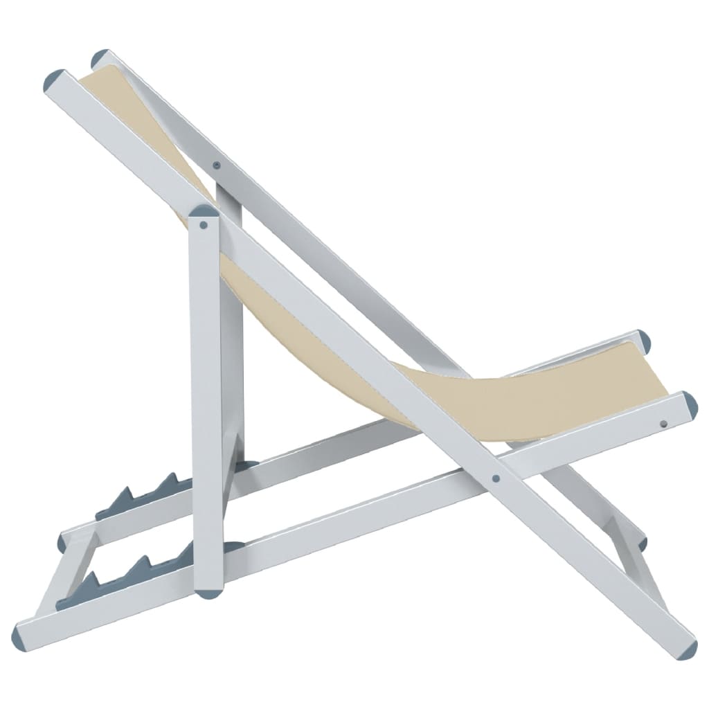 Chaises de plage pliantes 2 pcs crème aluminium et textilène - 5