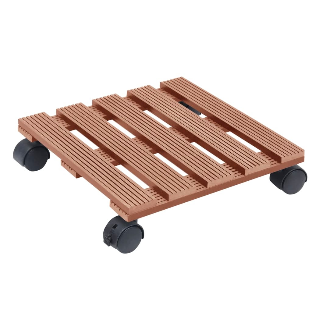 Set Di 4 Supporti Per Piante Con Ruote Da 30 Cm Realizzati In WPC Marrone Vidaxl